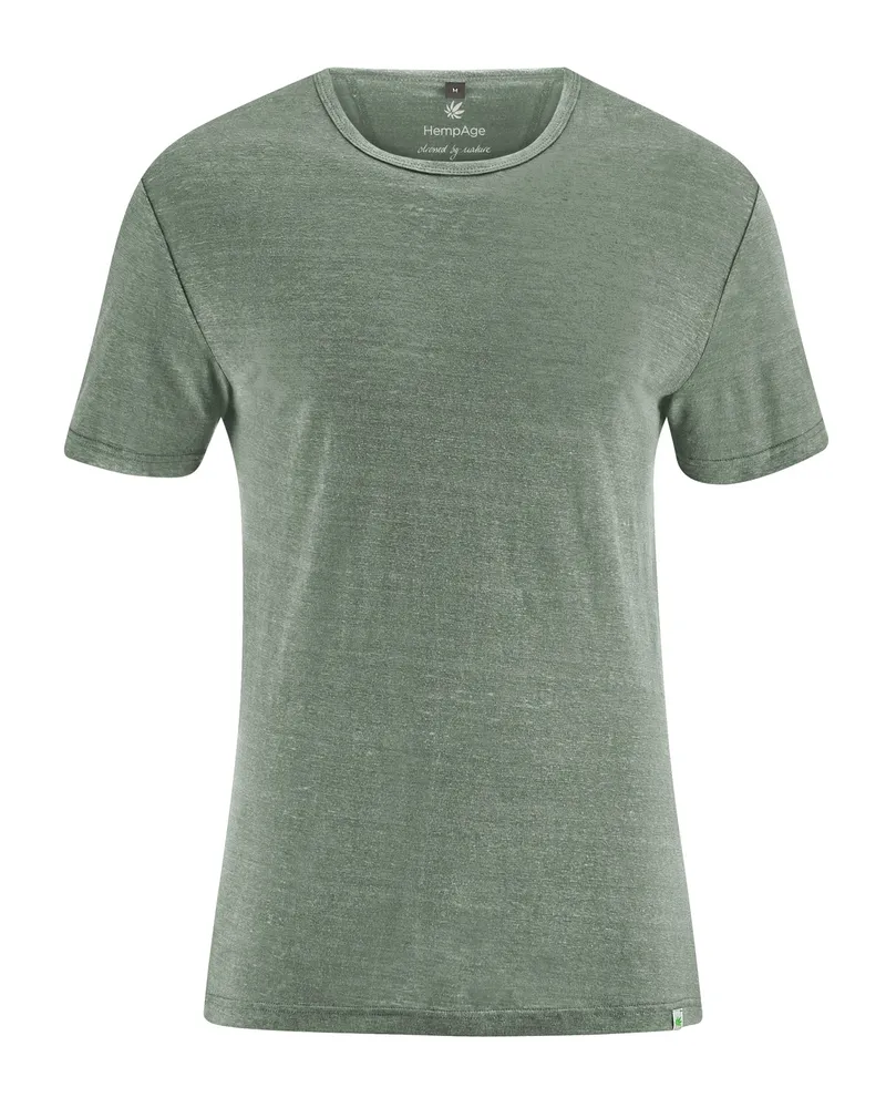 HempAge Hempage Herren vegan T-Shirt, Regular Fit Thymiangrün, Grün, – Produktbild 1 von 2