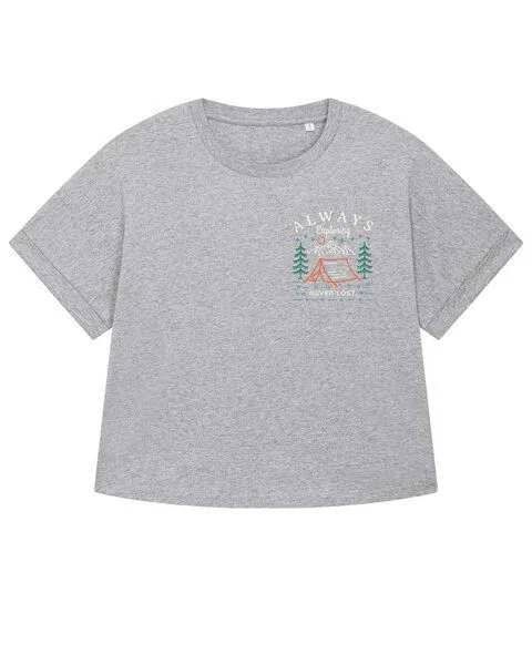 watapparel watapparel Oversize T-Shirt Frauen Always exploring never lost, Heather grey, – Produktbild 1 von 2