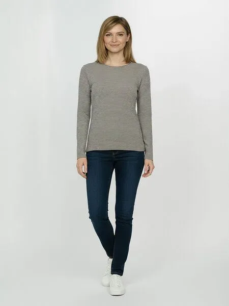 GreenBomb GREENBOMB Basic Yummy - Sportliches Longsleeve aus Bio-Baumwolle / GOTS / Fair & Vegan, Grau (sandstone stripes), – Produktbild 3 von 4