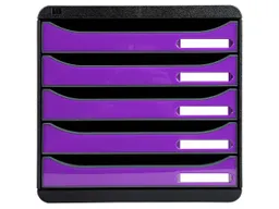 Exacompta Exacompta Schubladenbox "Iderama", DIN A4+, 5 Schubladen offen, violett glänzend – Produktbild 1 von 1