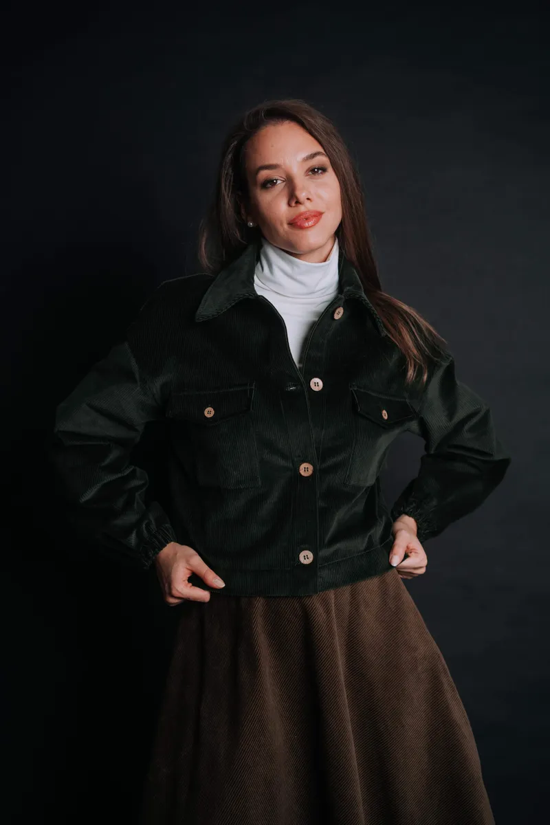 De IONESCU De IONESCU Damen vegan Jacke Corduroy Sibiel, Grün, – Produktbild 1 von 2