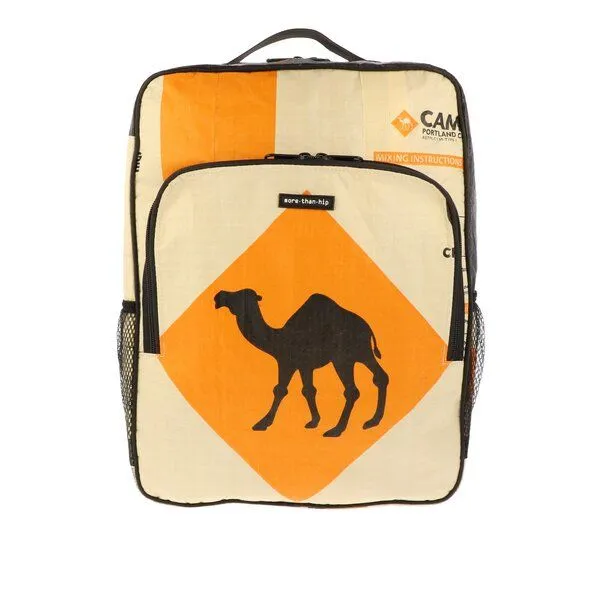 MoreThanHip MoreThanHip Laptop-Rucksack 15,6 Zoll aus recycelten Zement- oder Fischfuttersäcken - Trong, Orange - kamel, – Produktbild 1 von 4