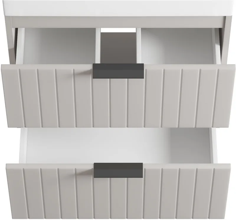welltime Waschtisch HARMONY mit Waschbecken, Breite 60 oder 80cm, modernes Design, Schrank mit 2 Schubladen, Soft-Close-Function, Paneeloptik, Beige, – Produktbild 1 von 5