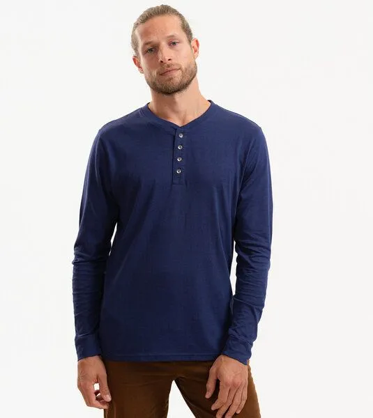 Gary Mash GARY MASH Henley Langarmshirt Kayville aus TENCEL Modal Mix, Blau, – Produktbild 2 von 4