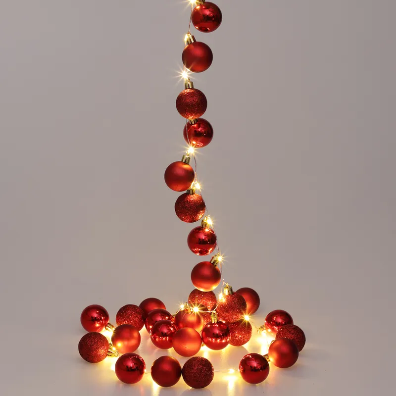 Casaria® Lichterkette Weihnachten LED Rot 2m Kugeln, Rot, – Produktbild 2 von 2