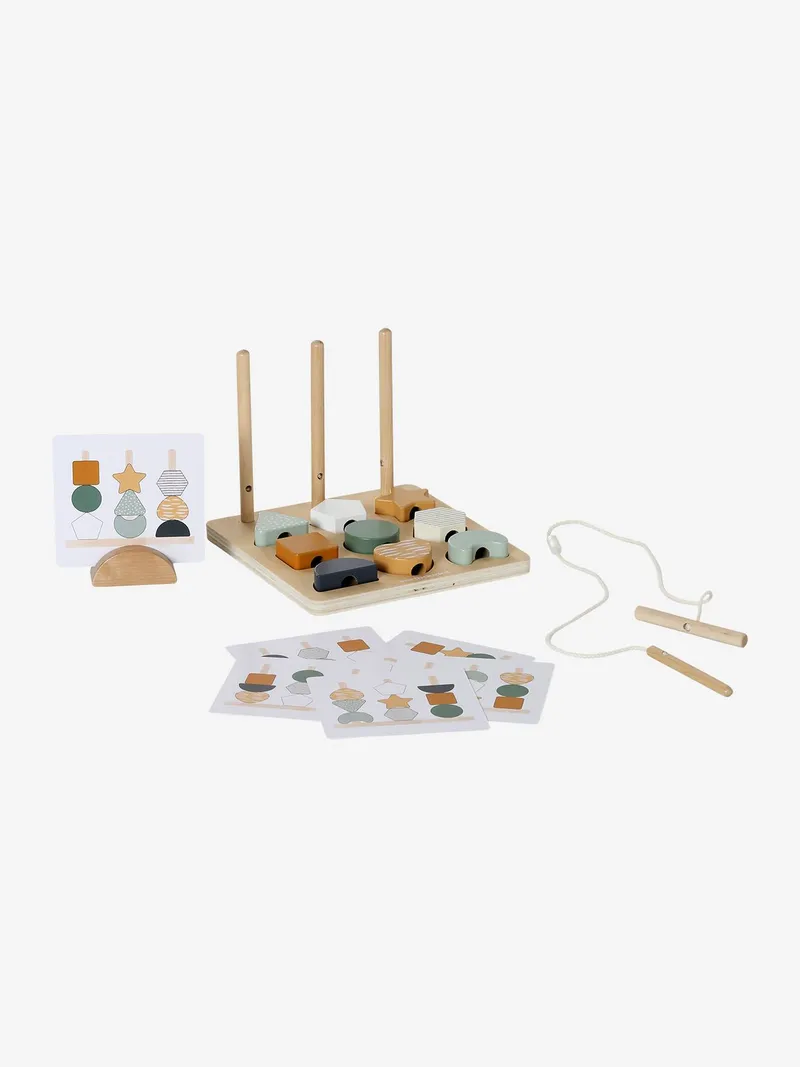 Vertbaudet 2-in-1 Puzzle mit Perlen TANSANIA aus Holz FSC®, Braun, – Produktbild 3 von 4