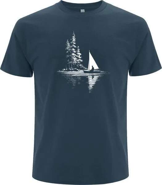 Spreecult Spreecult Segelboot - Bio und Fair - Männer Unisex T-Shirt - Wald Wasser, Denim, – Produktbild 2 von 2