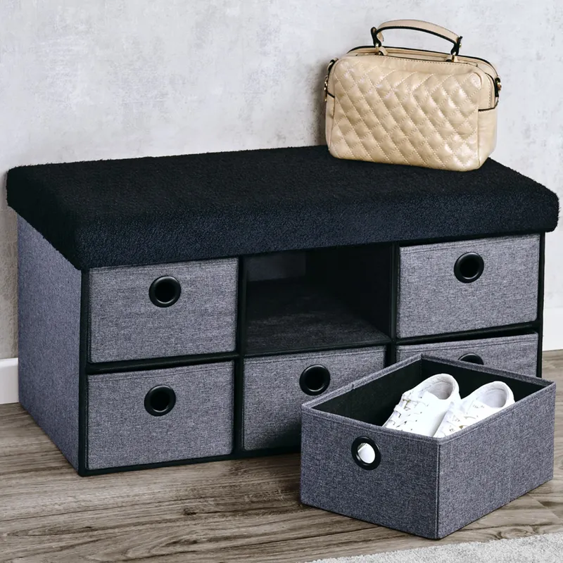 Kesper Sitzbank mit Aufbewahrungsboxen, Grau | schwarz, – Produktbild 2 von 4