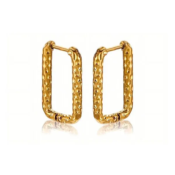ELEKTROPULLI ELEKTROPULLI Längliche / Ovale Hammered LEO Creolen, Gold länglich 22x14mm, – Produktbild 2 von 2