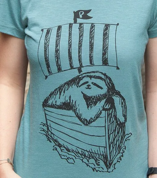 päfjes päfjes Felix Faultier / Sloth - Frauen T-Shirt - aus Baumwolle Bio - Slub Mint – Produktbild 4 von 4