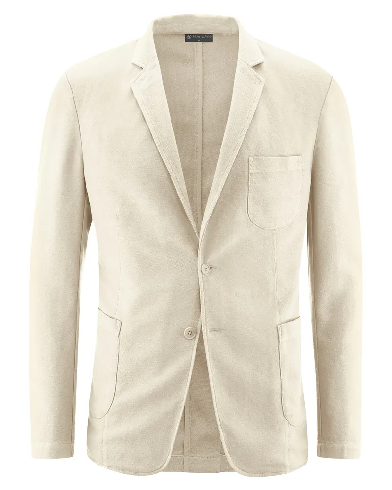 HempAge Hempage Herren vegan Modischer Blazer In Naturfarben, Weiß, – Produktbild 1 von 2