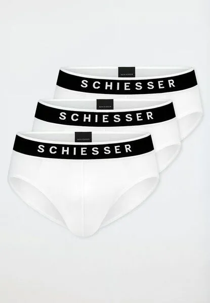 Schiesser Schiesser 3er Pack Herren Slips Biobaumwolle 95/5, Weiss, – Produktbild 1 von 4