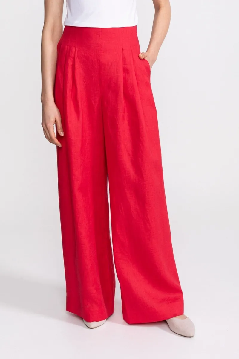 De IONESCU De IONESCU Damen vegan Hose Hohe Taille Deva, Rot, – Produktbild 2 von 2
