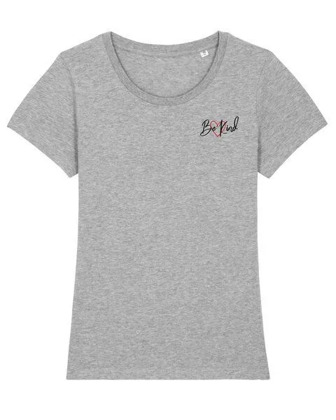Human Family Bio Damen Rundhals T-Shirt Amorous "Be kind" von Human Family, Grau-meliert, – Produktbild 1 von 2