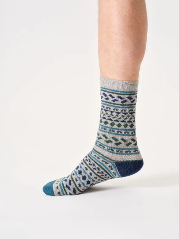 Thought Wollsocken Modell: Erskine Fair Isle, Grey marl, – Produktbild 1 von 1