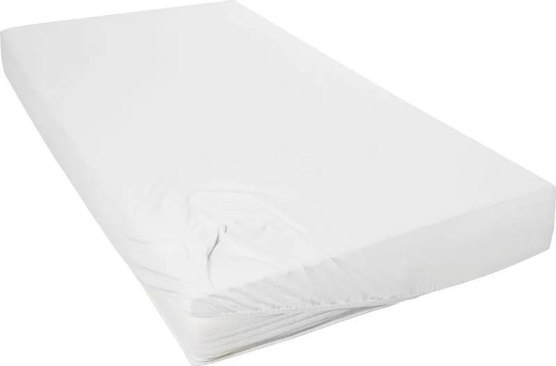 Primera Spannbettlaken Mako-Feinjersey Spannbetttuch, Mako-Jersey, Gummizug: rundum, (1 Stück), Geeignet für Standardmatratzen bis 22 cm, 100% Baumwolle, Weiß, – Produktbild 2 von 5