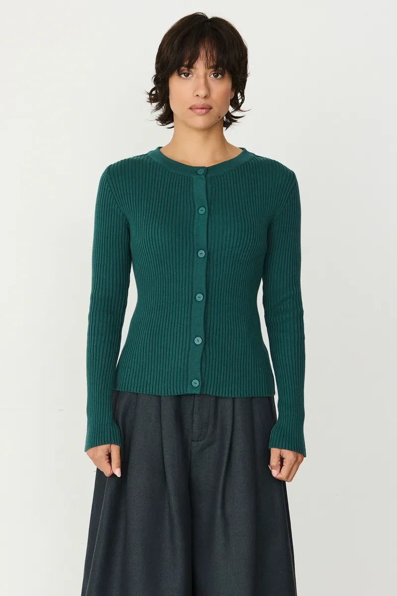 SKFK SKFK Damen vegan Strickjacke Ekilore Grün, Grün, – Produktbild 2 von 2
