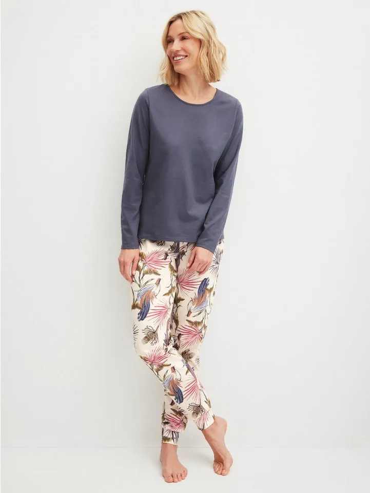 CALIDA CALIDA Langarmshirt Favourites Arts Damen (1-tlg) weiche Baumwolle, glatt und angenehm komfortabel, Blau, – Produktbild 4 von 5