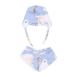 Walkiddy Baby Mütze Dreieckstuch Bio-Baumwolle GOTS Blau von Walkiddy, weiches 2-in-1 Accessoire als Hut oder Halstuch, nachhaltig, hautfreundlich und ideal für empfindliche Babyhaut – Produktbild 1 von 1