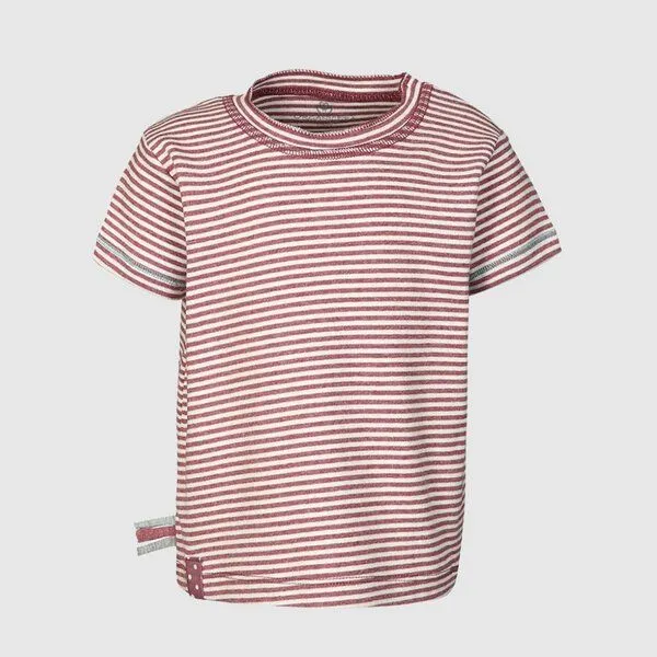 OrganicEra Baby S/S T-shirt Gestreift 'OrganicEra' aus Bio-Baumwolle, Bordeaux melange (rot), – Produktbild 1 von 4