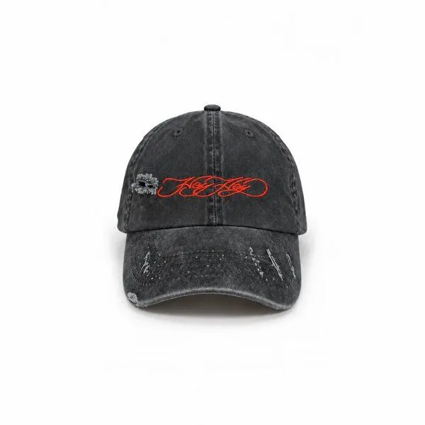 hey hey studios hey hey studios Unisex Cap „Script“ handveredelt aus Bio-Baumwolle, Schwarz, – Produktbild 1 von 4