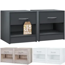 Casaria® Nachttisch Kiel 2er-Set Anthrazit 41x39x28cm – Produktbild 1 von 1