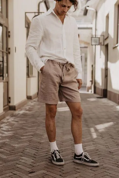 AmourLinen AmourLinen Leinen-Shorts ARES, Rosy brown (braun), – Produktbild 3 von 4