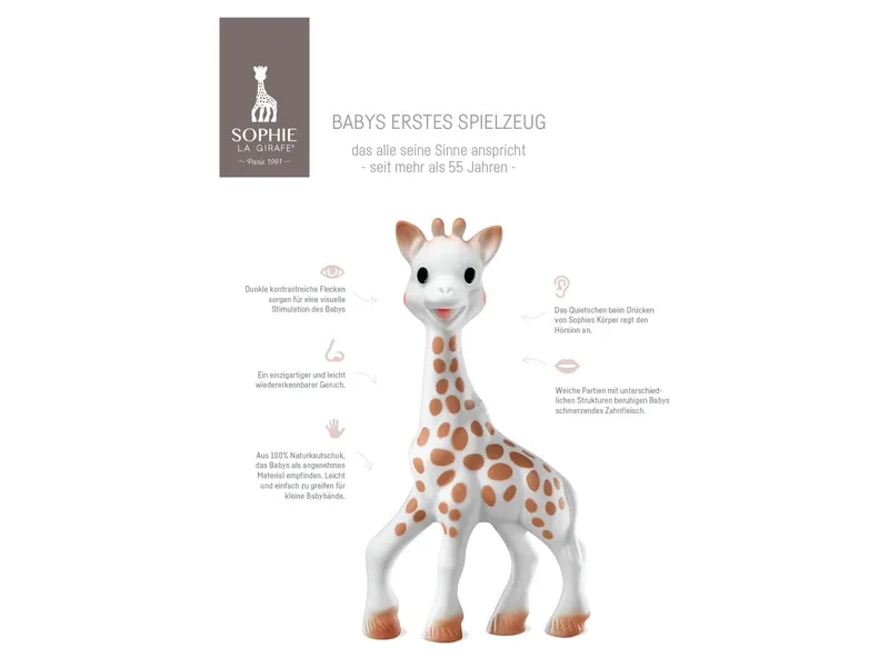 Sophie la Girafe Sophie la Girafe Giraffe Greifling aus Naturkautschuk Maße 18 x 9,5 cm, Natur, braun, – Produktbild 2 von 2