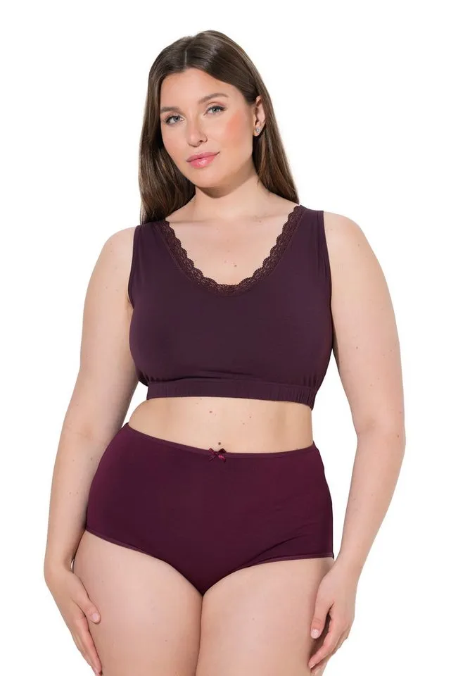 Ulla Popken Bustier Bustiers 2er-Pack Ringel/einfarbig Rundhals, Braun|grau, – Produktbild 3 von 4