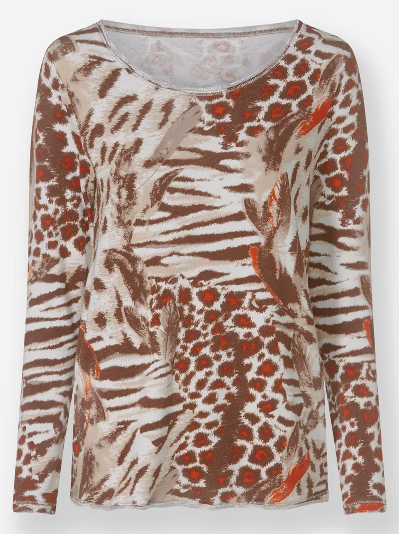 heine Langarmshirt beige-orange, Beige-orange, – Produktbild 1 von 2
