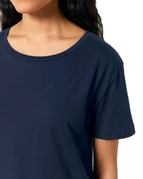 YTWOO YTWOO Damen-Scoop-Neck-T-Shirt aus Bio-Baumwolle, Navyblau, – Produktbild 3 von 4
