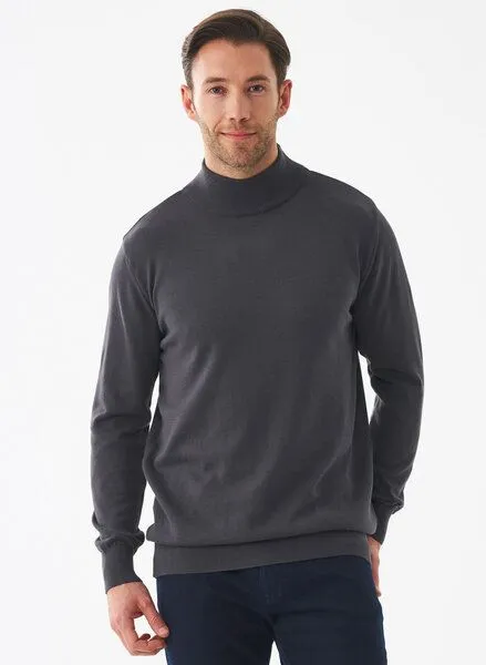 ORGANICATION ORGANICATION Rollkragenpullover aus Bio-Baumwolle, Asphalt, – Produktbild 1 von 4