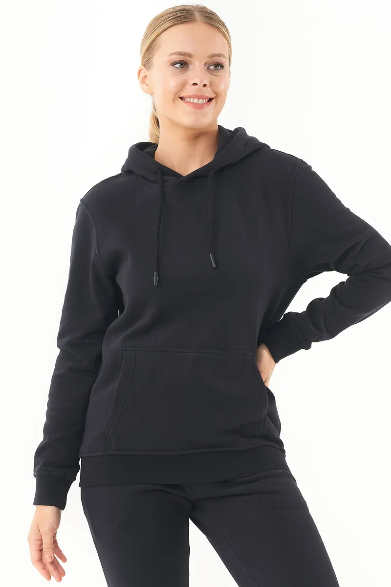 ORGANICATION ORGANICATION Damen vegan Soft-Touch Hoodie Mit Reißverschluss Schwarz, Schwarz, – Produktbild 2 von 2