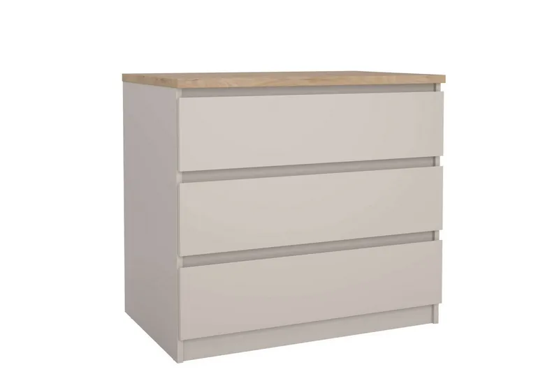 Home affaire Kommode Naia - 3 Schubladen mit griffloser Front, Made in Denmark (Breite: 77 cm, mehrere Farben), Viel Stauraum, zeitloses & skandinavisches Design, Metallgleiter, Braun, – Produktbild 3 von 8