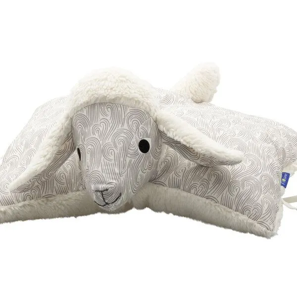 Flosinn Flosinn Kuscheltierkissen Lamm mit Teddyplüsch aus Baumwolle Personalisierbar, Hellblau, – Produktbild 3 von 4