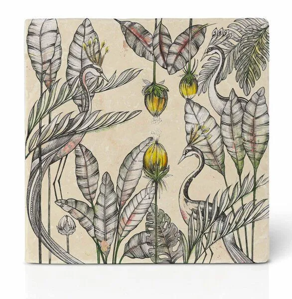 LIGARTI Fliesenuntersetzer »Königskraniche« von LIGARTI | Design Untersetzer | Natursteinfliese – Produktbild 2 von 2