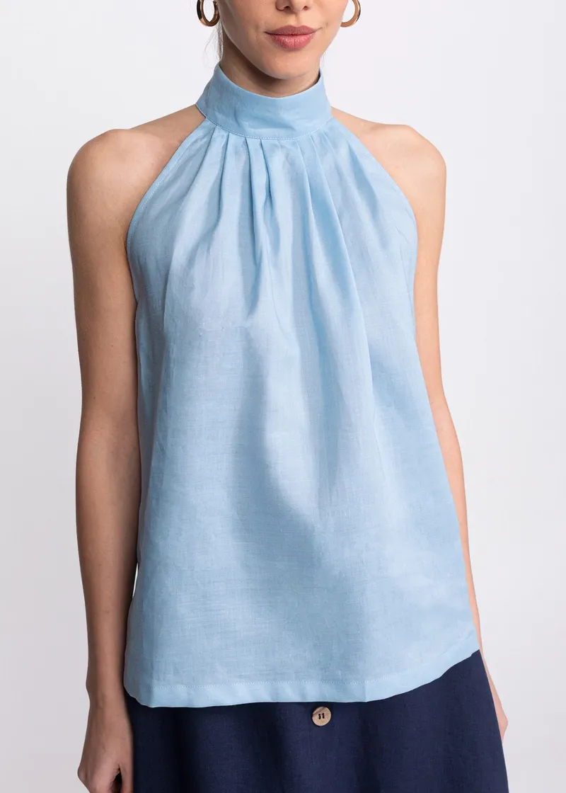 De IONESCU De IONESCU Damen vegan Neckholder Top Tismana, Hellblau, – Produktbild 1 von 2