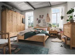 Massivholzbett "Solvita" 140 x 200 cm, Kiefer gelaugt – Produktbild 1 von 1