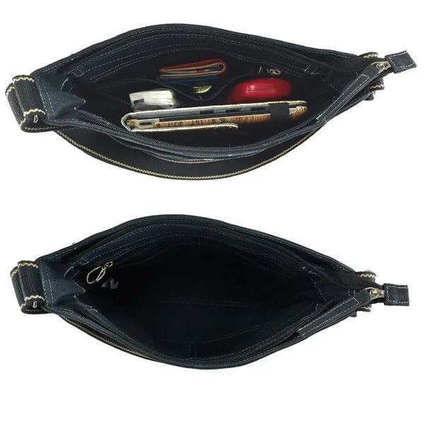 Domelo Domelo gewachste Canvas Umhängetasche. Damen wasserabweisende schwarze Hobo Tasche – Produktbild 4 von 4