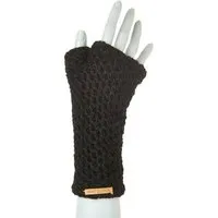 short'n'pietz short'n'pietz Schurwollhandstulpen mit Wabenstrickmuster, handgestrickt, Schwarz, – Produktbild 1 von 1