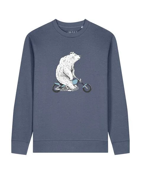 watapparel watapparel Sweatshirt Unisex Bär auf Bike, Blue grey, – Produktbild 1 von 2