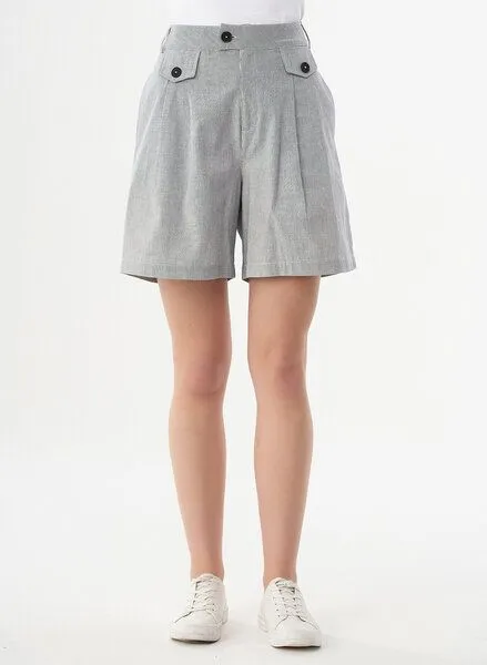 ORGANICATION ORGANICATION Shorts aus Bio-Baumwolle mit Streifenmuster, Shadow/off white, – Produktbild 4 von 5