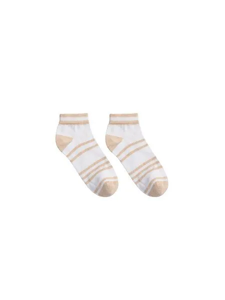 LANIUS LANIUS Sneaker Socken Streifen aus Bio-Baumwolle, White/rose-melange, – Produktbild 1 von 2