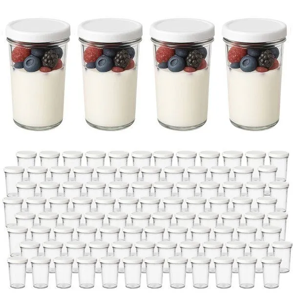 mikken mikken 100 Dessertgläser 150 ml Einmachgläser mit Schraubdeckel, Weiss, – Produktbild 1 von 3