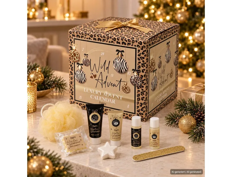 Accentra Accentra Kosmetik-Adventskalender für Frauen - Wild Advent – 24 Beauty-Überraschungen - Leo Animal Print (Packung, 24-tlg), Vegane Kosmetik, frei von Parabenen und designed in Germany, Braun, – Produktbild 3 von 4
