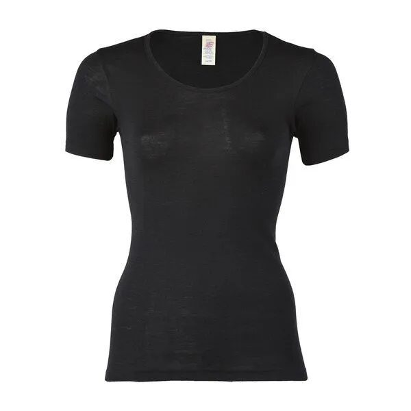 Engel natur Engel natur Damen Unterhemd Kurzarm Bio-Schurwolle/Seide, Schwarz, – Produktbild 1 von 1