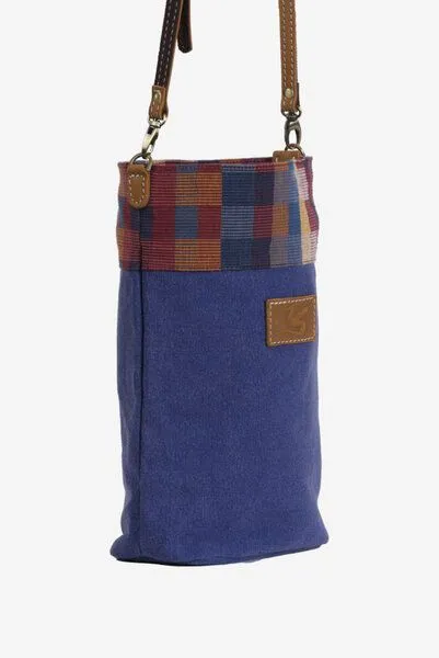 Dragolina Dragolina Umhängetasche Willow mit Webstoff der Pwo Karen, Azurblau kariert (blau), – Produktbild 3 von 4