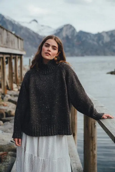 Kopyto Kopyto TAJRA - Damen Oversize Melange-Rollkragenpullover aus 100% RWS Merinowolle, Grau, – Produktbild 4 von 4
