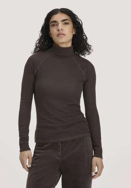 hessnatur hessnatur Longsleeve Slim aus Bio-Merinowolle und TENCEL Lyocell, Kakao braun, – Produktbild 1 von 4