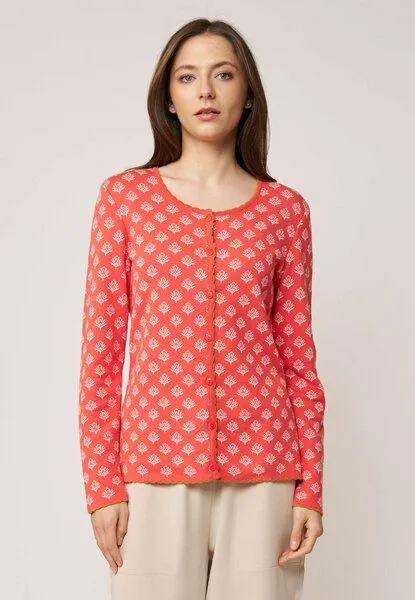 LANA Organic LANA Organic Strickjacke Jaquardmuster für Damen, Modell Lena, Anabel coral, – Produktbild 1 von 4